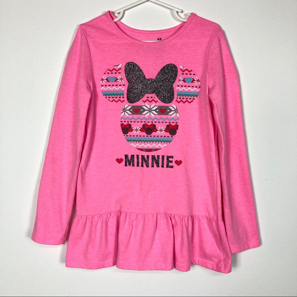 Disney Jumping Beans Girl's Minnie Mouse Christmas Long Sleeve Shirt Size 6x